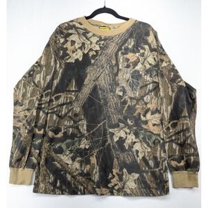 Sasquatch Mens Camo Long Sleeve Mesh Pocket T-Shirt Made in USA Large Real Tree